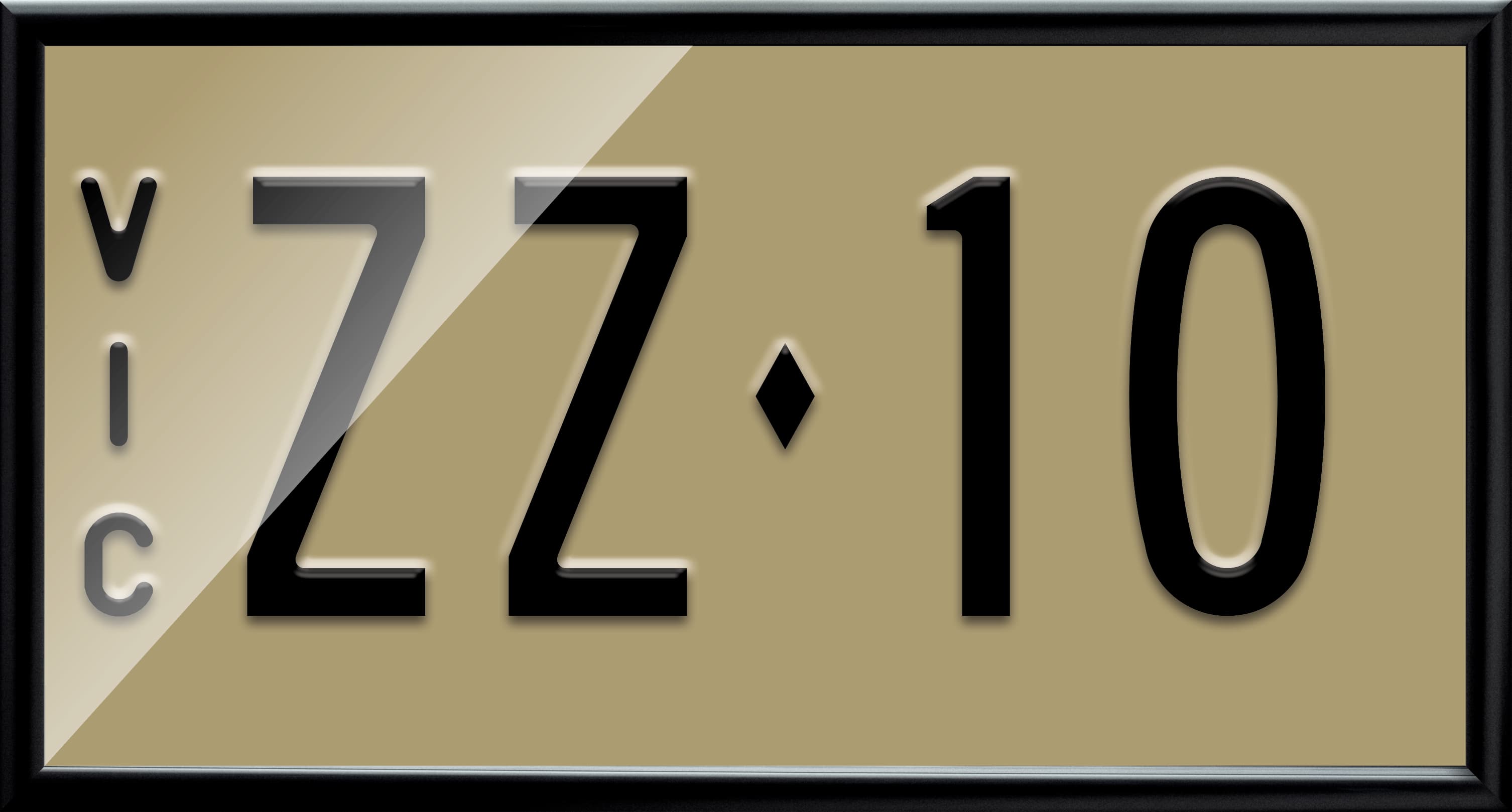 Signature plate combination A 888 in the black with gold text colour option